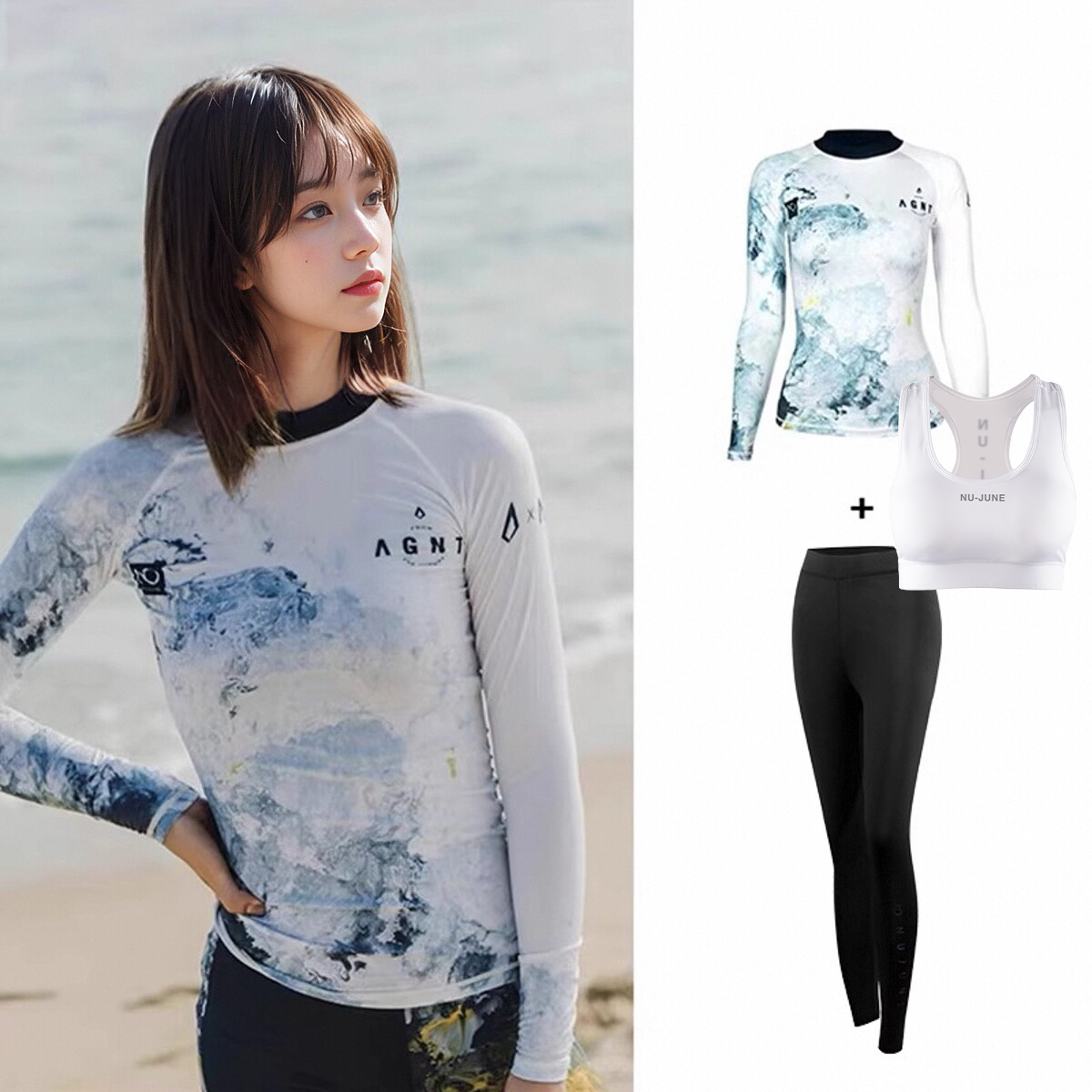 Sunset girl's shirt, black pants, white underwear